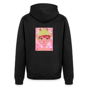 Frog hat - Unisex Premium Organic Zip Hoodie - black - Back - Nico (187cm)