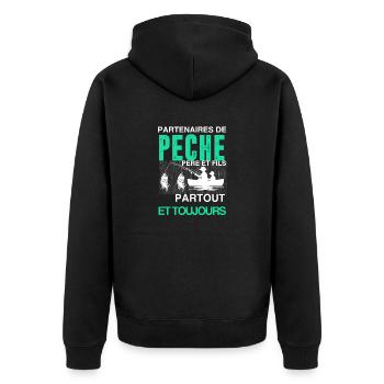 Père et fils T shirt 2875 3900px - Veste à capuche bio Premium Unisexe - noir - Dos - Nico (187cm)