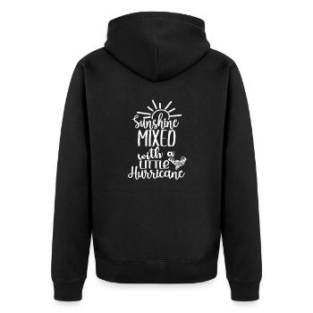 Sunshine Mixed With A Little Hurricane white - Unisex Premium Organic Zip Hoodie - black - Back - Nico (187cm)