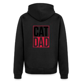 Cat Dad Logo Shield - Unisex Premium Organic Zip Hoodie - black - Back - Nico (187cm)