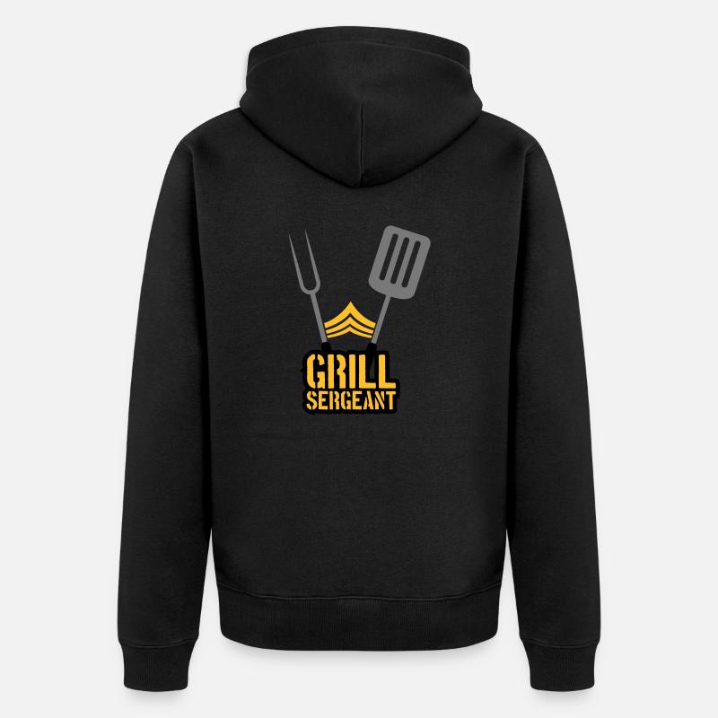 Grillparty Grill Sergeant Barbecue - Unisex Premium Bio Zip Hoodie - Schwarz