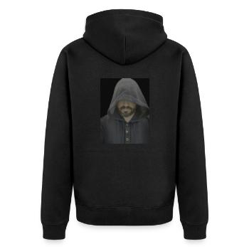 Crypto4Bishop - Unisex Premium Bio Zip Hoodie - Schwarz - Hinten - Nico (187cm)