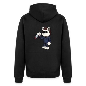 Teddybär Killer - Unisex Premium Bio Zip Hoodie - Schwarz - Hinten - Nico (187cm)