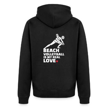 J’adore le beach-volley Plage élégante - Veste à capuche bio Premium Unisexe - noir - Dos - Nico (187cm)