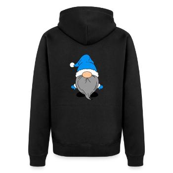 Kleiner Weihnachtsmann Blau - Unisex Premium Bio Zip Hoodie - Schwarz - Hinten - Nico (187cm)