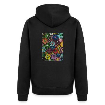 Geometrischer Druck - Unisex Premium Bio Zip Hoodie - Schwarz - Hinten - Nico (187cm)