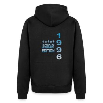 Legendary 1996 Edition - Unisex Premium Bio Zip Hoodie - Schwarz - Hinten - Nico (187cm)