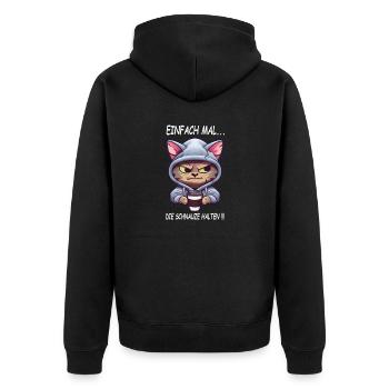 Einfach mal - die Schnauze halten Kaffee Spruch - Unisex Premium Bio Zip Hoodie - Schwarz - Hinten - Nico (187cm)