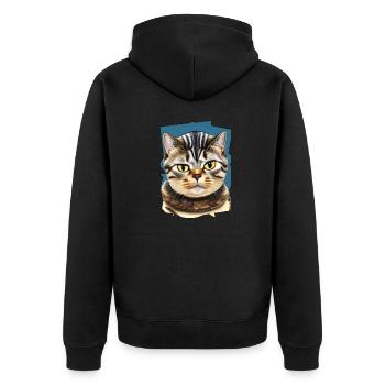 Cat face 10 - Unisex Premium Organic Zip Hoodie - black - Back - Nico (187cm)