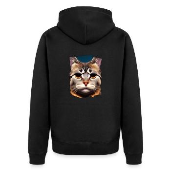 Katzen gesicht - Unisex Premium Bio Zip Hoodie - Schwarz - Hinten - Nico (187cm)