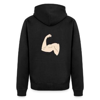 Stark - Unisex Premium Bio Zip Hoodie - Schwarz - Hinten - Nico (187cm)