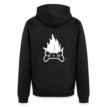 Game Gaming PC - Unisex Premium Bio Zip Hoodie - Schwarz - Hinten - Nico (187cm)