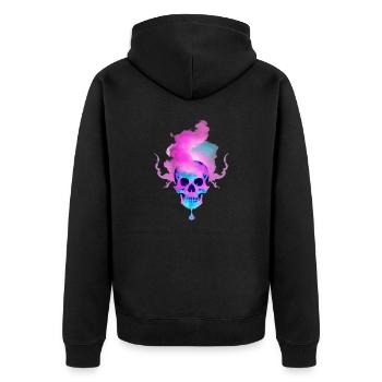 Fire Skull Smoke Pink Skeleton Flames 12 - Unisex Premium Organic Zip Hoodie - black - Back - Nico (187cm)