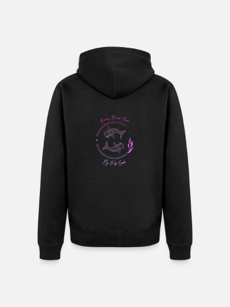 Karma Beach lila Fisch - Unisex Premium Bio Zip Hoodie - Schwarz