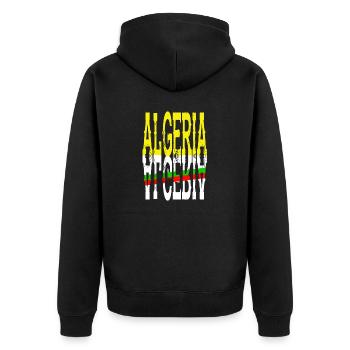 Algeria - Unisex Premium Organic Zip Hoodie - black - Back - Nico (187cm)