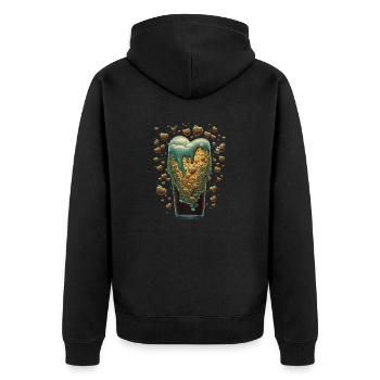 Cœur de bière dans un verre de bière artisanale - Veste à capuche bio Premium Unisexe - noir - Dos - Nico (187cm)