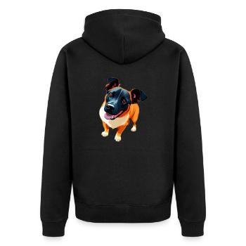 Schäfer Welpe Mischling Hund super süß - Unisex Premium Bio Zip Hoodie - Schwarz - Hinten - Nico (187cm)