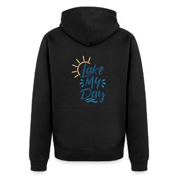 Lake My Day - Unisex Premium Organic Zip Hoodie - black - Back - Nico (187cm)