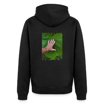 Die Hand am Leben - Unisex Premium Bio Zip Hoodie - Schwarz - Hinten - Nico (187cm)