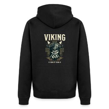 Wikinger - Sohn des Odin Design - Unisex Premium Bio Zip Hoodie - Schwarz - Hinten - Nico (187cm)