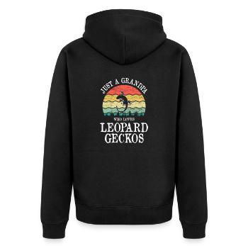 Nur ein Opa, der Leopardgeckos liebt - Unisex Premium Bio Zip Hoodie - Schwarz - Hinten - Nico (187cm)