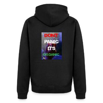 dont panic it´s organic - Unisex Premium Bio Zip Hoodie - Schwarz - Hinten - Nico (187cm)
