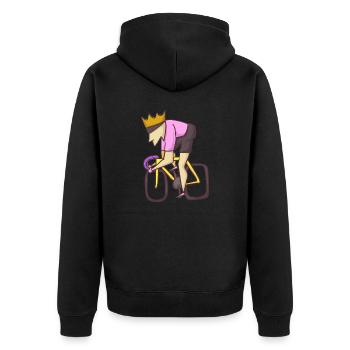 Rennrad King Radfahrer - Unisex Premium Bio Zip Hoodie - Schwarz - Hinten - Nico (187cm)