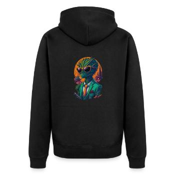 Alien in space with sunglasses and suit - Unisex Premium Organic Zip Hoodie - black - Back - Nico (187cm)