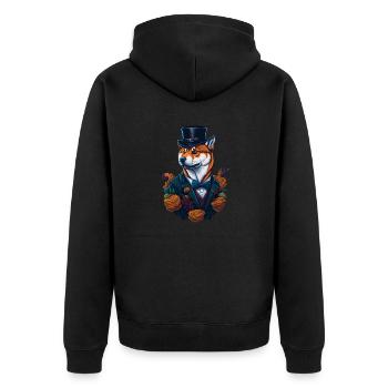 Shiba Inu Hat Crypto Coin Dogecoin Meme Funny - Unisex Premium Organic Zip Hoodie - black - Back - Nico (187cm)