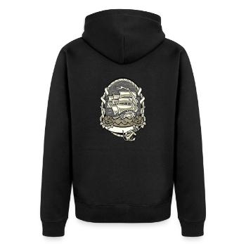 Wassersport - Unisex Premium Bio Zip Hoodie - Schwarz - Hinten - Nico (187cm)