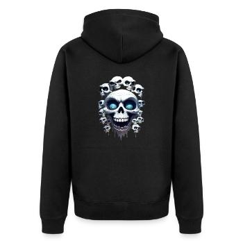 Funny skeleton heads - Unisex Premium Organic Zip Hoodie - black - Back - Nico (187cm)