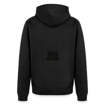 Wir mussten die Kinder weggeben, Katze allergisch! - Unisex Premium Bio Zip Hoodie - Schwarz - Hinten - Nico (187cm)