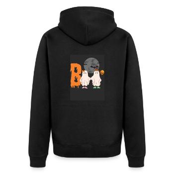 Halloween Boo - Unisex Premium Bio Zip Hoodie - Schwarz - Hinten - Nico (187cm)
