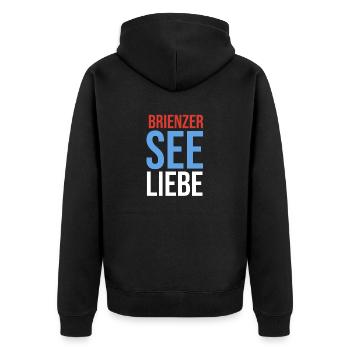 Brienzerseeliebe - Unisex Premium Bio Zip Hoodie - Schwarz - Hinten - Nico (187cm)