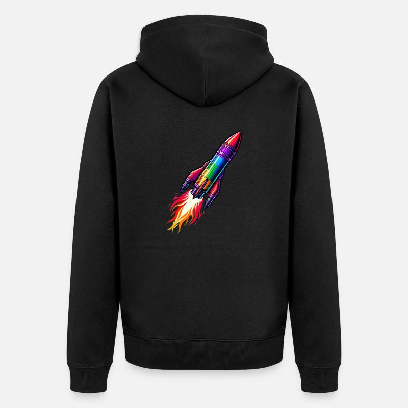 Fusée arc-en-ciel - Veste à capuche bio Premium Unisexe - noir