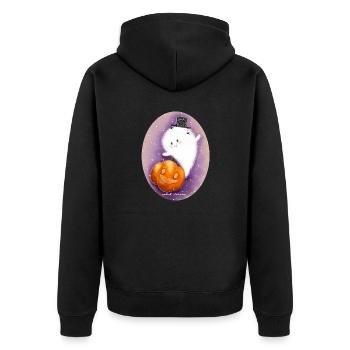 Happy Hallooween - Unisex Premium Bio Zip Hoodie - Schwarz - Hinten - Nico (187cm)