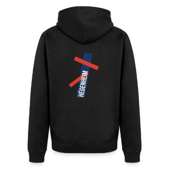 Hégenheim - Unisex Premium Bio Zip Hoodie - Schwarz - Hinten - Nico (187cm)
