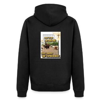 Herde Motto - Unisex Premium Bio Zip Hoodie - Schwarz - Hinten - Nico (187cm)