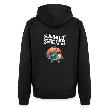Easily Distracted By Dinosaurs Dinosaurier Dino - Unisex Premium Organic Zip Hoodie - black - Back - Nico (187cm)