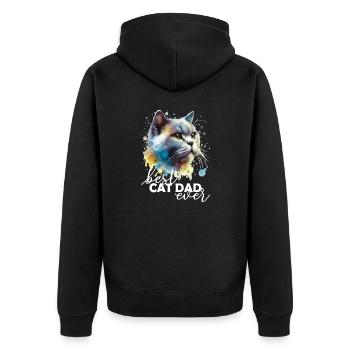 Best Cat Dad Ever - Unisex Premium Organic Zip Hoodie - black - Back - Nico (187cm)