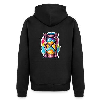 Sanduhr / Zeitmesser / Antik /Sandkörner / Ablauf - Unisex Premium Bio Zip Hoodie - Schwarz - Hinten - Nico (187cm)