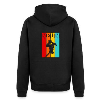 Neun Jahre alt - Alter - Geburtstag - Skater - Unisex Premium Bio Zip Hoodie - Schwarz - Hinten - Nico (187cm)