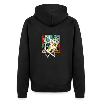 Abstrakte Katze auf T-Shirt - Unisex Premium Bio Zip Hoodie - Schwarz - Hinten - Nico (187cm)