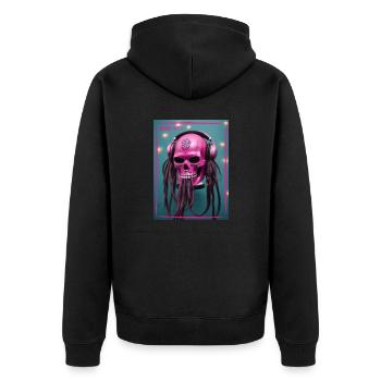 Kiss me - Unisex Premium Bio Zip Hoodie - Schwarz - Hinten - Nico (187cm)