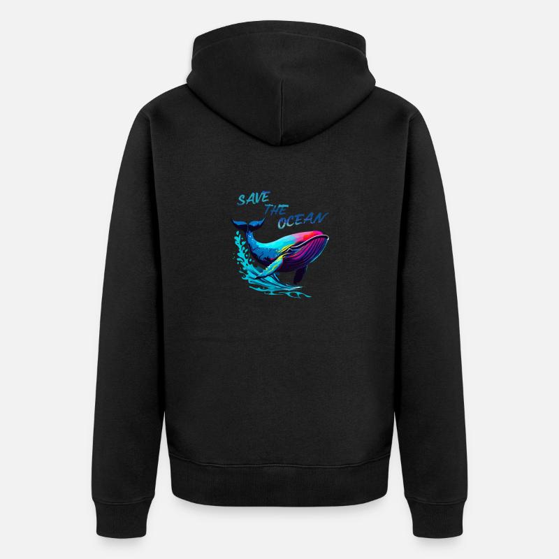 Save the Ocean. Baleine - Veste à capuche bio Premium Unisexe - noir