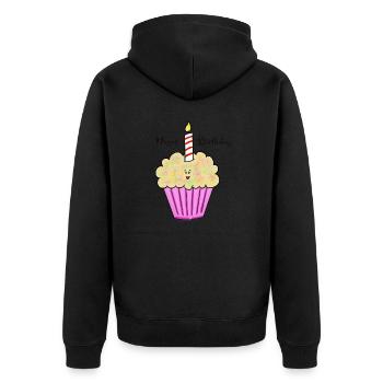 Cupcake - Unisex Premium Organic Zip Hoodie - black - Back - Nico (187cm)