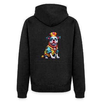 Clown Animal / Circus / Funny / Colorful / Show / Dog - Unisex Premium Organic Zip Hoodie - black - Back - Nico (187cm)