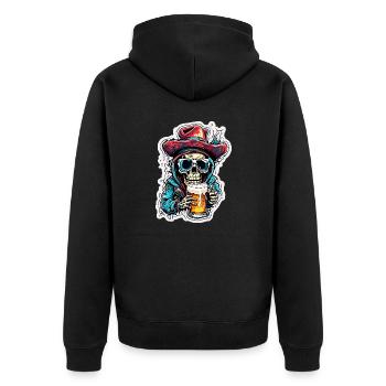Crâne / Crâne / Squelette / Gothique / Bière - Veste à capuche bio Premium Unisexe - noir - Dos - Nico (187cm)