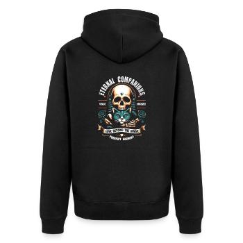 Compagnons éternels Crâne et chaton - Veste à capuche bio Premium Unisexe - noir - Dos - Nico (187cm)