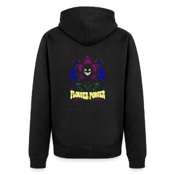 Flower Power Illustration Bold Blue Purple Mutant - Unisex Premium Organic Zip Hoodie - black - Back - Nico (187cm)